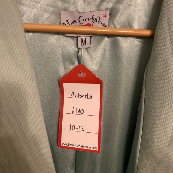 Miss Candyfloss 50s Antonella Swing Trench coat in mint - Picture 2 of 5